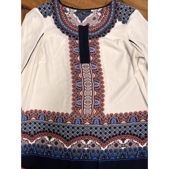 Adrianna Papell Geometric Tunic Long Sleeve Top Size S - Picture 3 of 6